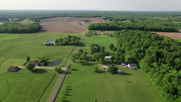 Drone view of a roadside farmland