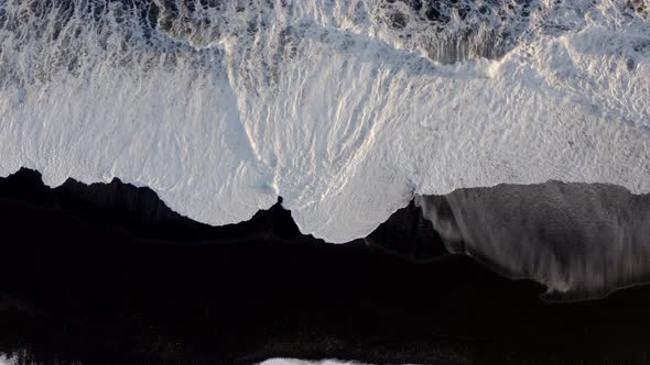 Bird's Eye View of the Black Sand Beach in Iceland