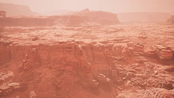 Aerial Grand Canyon in the Fog