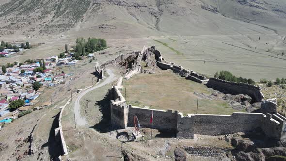 aerial view of ancient castle Erzurum Turkey