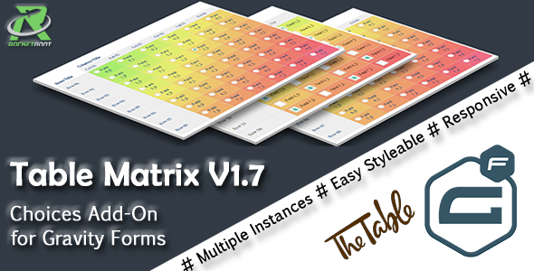 Table Matrix for Gravity Forms - Multiple Choice Field Add-On