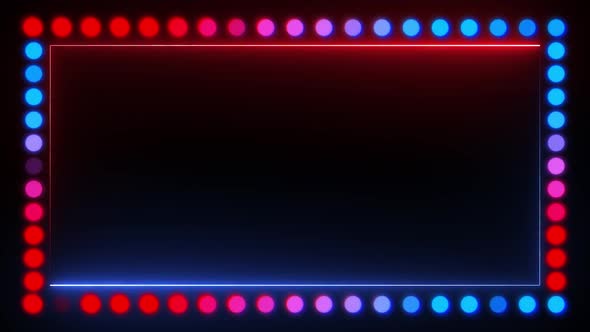 Red & Blue Party Lights Neon Border Frame