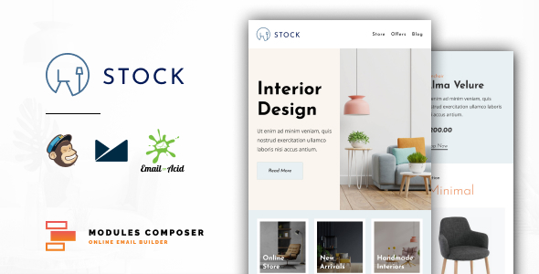 Stock - E-Commerce Responsive Furniture and Interior design Email with Online Builder