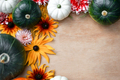 Various colourful pumpkins and flowers. Autumn harvest concept. - PhotoDune Item for Sale
