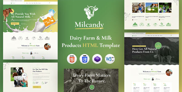 Milcandy - Dairy Farm & Milk Products HTML Template