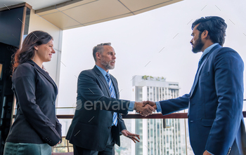 h business man at the rooftop balcony discuss on business investment