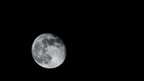 Full Moon Moves in the Dark Night Sky Orbiting Earth, Time-lapse