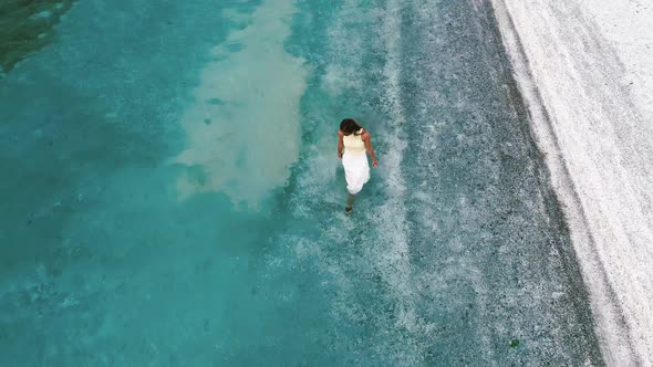 Aerial view of Salda Lake and in the summer season.With its white sandy beach and turquoise waters. 