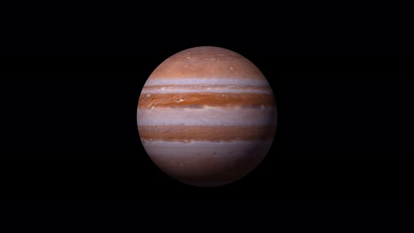 3d Realistic Rotated Jupiter Planet On Black Background