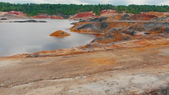 Bloody Red Lake and Clay Mountains - Unusual Landscape