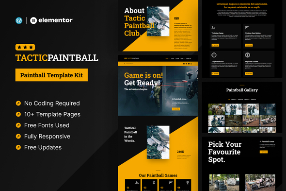 TacticPaintball  - Sport Elementor Pro Template Kit