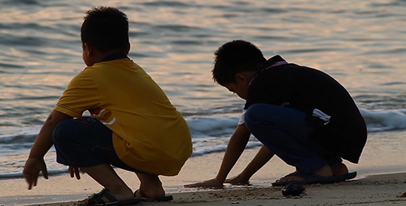 Boys At Sunset Beach I - HD