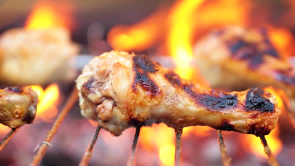 Grilled Chicken BBQ Cooked with a Fire