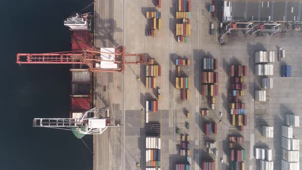 Unloading ship in the harbour