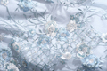 beautiful blue color lace fabric with sequins and embroidery. textile for party dress - PhotoDune Item for Sale