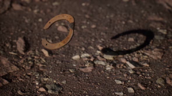 Extreme Slow Motion Old Rusty Metal Horseshoe