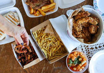 Take away boxes. Delivery. Food.