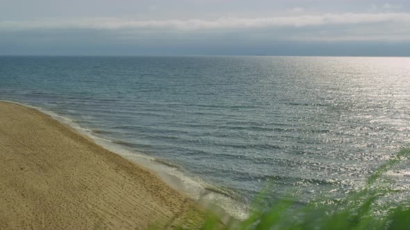 Aerial View Empty Beach Sea Shore