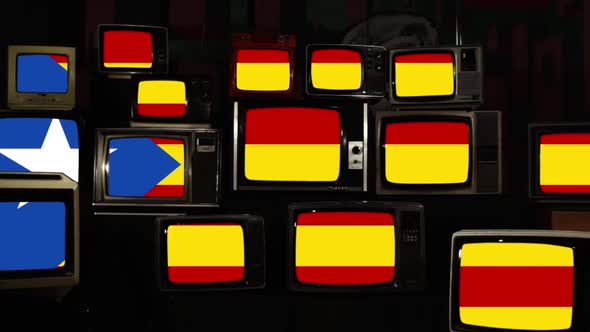 Estelada Blava, Flag of Catalonia and Retro TVs.
