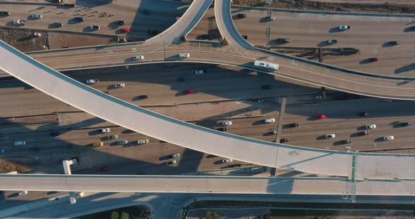 Aerial of cars on 59 South freeway in Houston, Texas