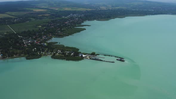 Downgrade movement high altitude areial 4K footage over the Lake Balaton.