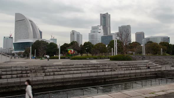 Yokohama City Embankment Landscape Day Timelapse