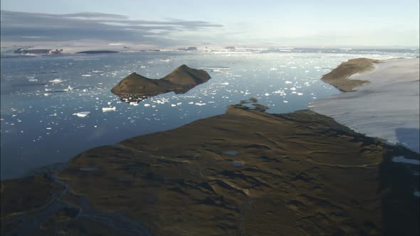 Ice floes on water