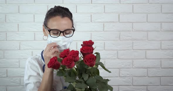 Medical Worker with Flowers