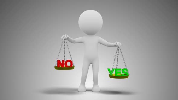 3D Man Yes No Scale Loop with Alpha