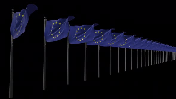 Row Of Eu Flags With Alpha 4K