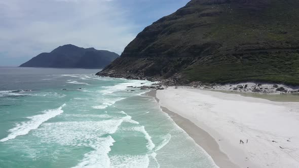 Aerial View of Scenery Ocean Waves on the Beach at Cape Town