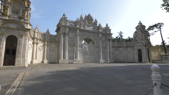 Exquisite Architecture of the Imperial Gate of Dolmabahce Palace in Istanbul.