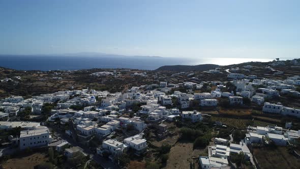 Apollonia village on Sifnos island in the cyclades in Greece aerial view