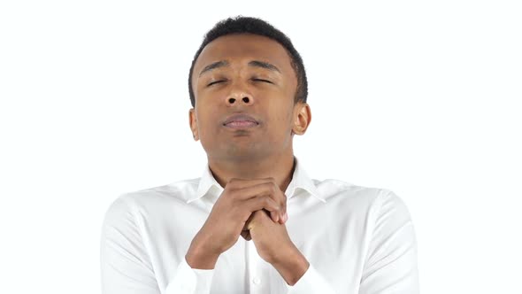 Praying Black Man on White Background