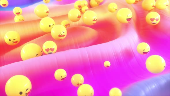 Colorful Shape And Emojis Flowing Loop