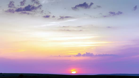 Bright Pink Sunset Over Savanna