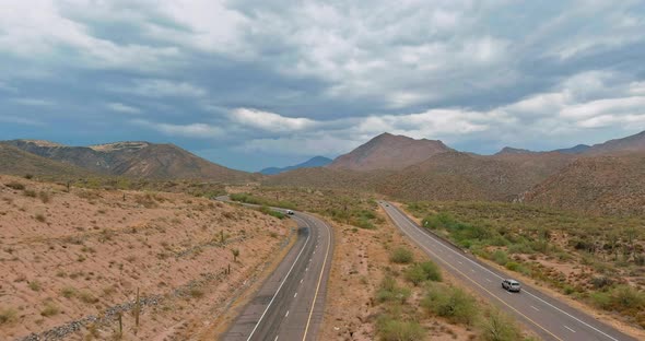 Aerial View Rock Mountains in the High Desert of Arizona