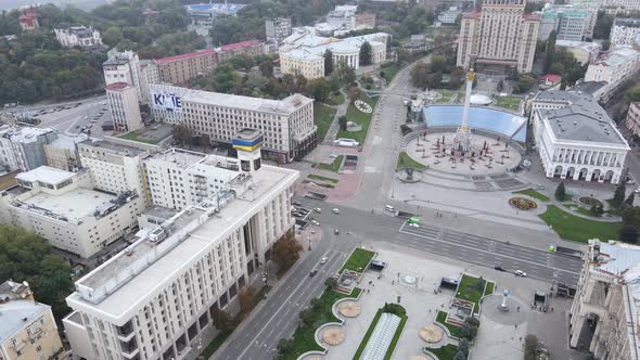 Cityscape of Kyiv, Ukraine. Aerial View, Slow Motion