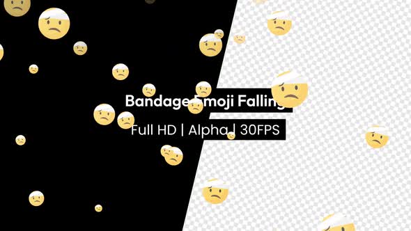 Sad Face With Head Bandage Emoji Falling with Alpha