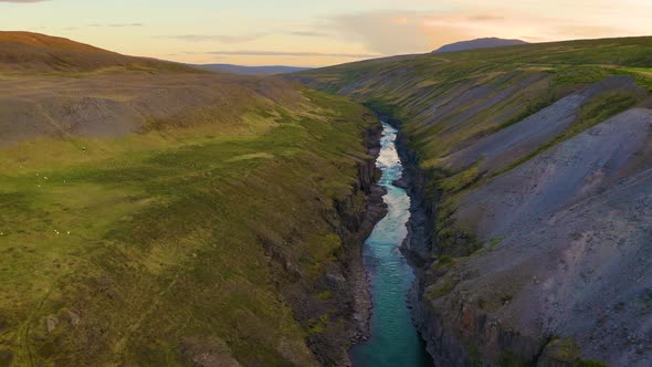 Flying Above the Studlagil Canyon in East Iceland