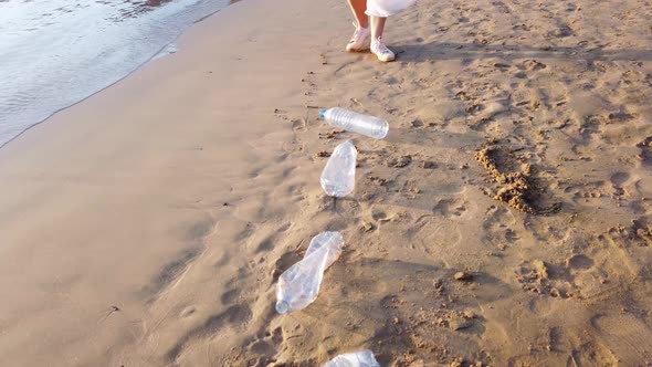 Cleaning Plastic on the Beach