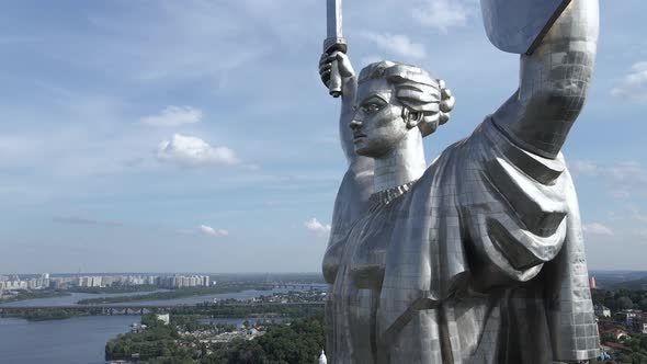 Aerial View of the Motherland Monument. Slow Motion