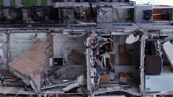 Vertical Video of Borodyanka Ukraine  Destroyed Building During the War