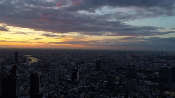 4k Aerial city view of Bangkok dowtnown, Flying over Bangkok, Thailand.