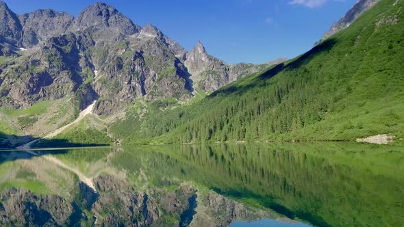 Famous Polish mountain lake in the Tatras, Poland