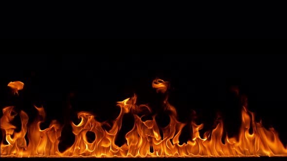 Fire Line in Super Slow Motion Isolated on Black Shooting with High Speed Cinema Camera in