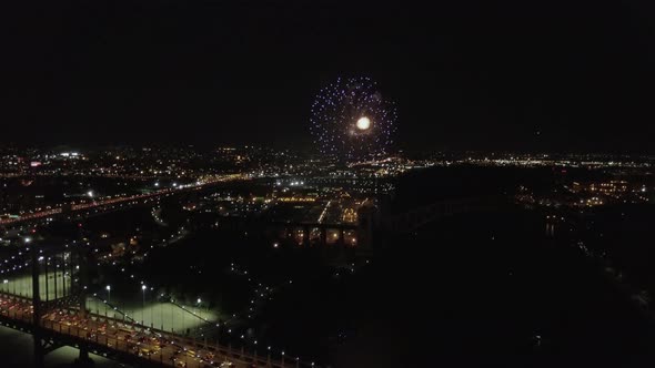 Aerial footage from the Astoria Park in Queens, NY for the Firework show 2017 that happens every yea