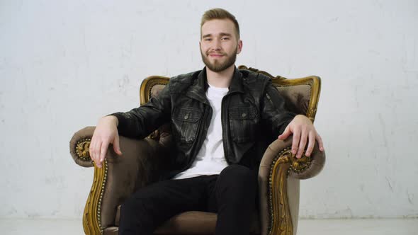 Portrait of Creative Young Male with Beard and Mustache