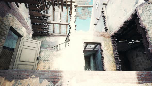 Abandoned Ruined Building After War alt