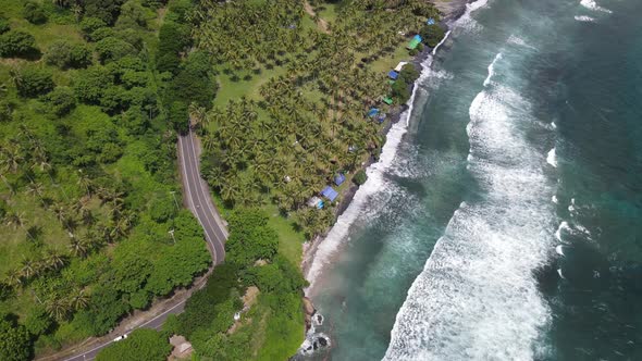 Aerial view of tropical beach, Lombok, Indonesia